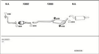 Zestaw tłumików, kompletny układ wydechowy - WALKER AD80036