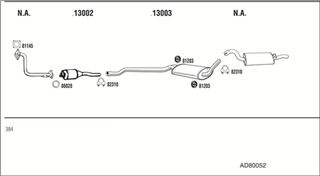 Zestaw tłumików, kompletny układ wydechowy - WALKER AD80052