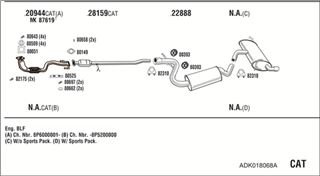 Zestaw tłumików, kompletny układ wydechowy - WALKER ADK018068A