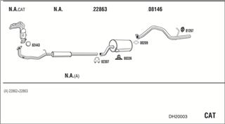 Zestaw tłumików, kompletny układ wydechowy - WALKER DH20003