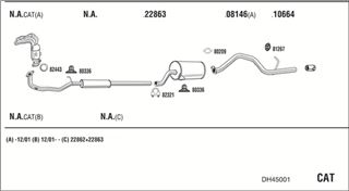 Zestaw tłumików, kompletny układ wydechowy - WALKER DH45001