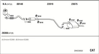 Zestaw tłumików, kompletny układ wydechowy - WALKER DW23002