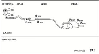 Zestaw tłumików, kompletny układ wydechowy - WALKER DWK017235