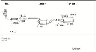 Zestaw tłumików, kompletny układ wydechowy - WALKER FO20290
