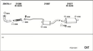 Zestaw tłumików, kompletny układ wydechowy - WALKER FO21001