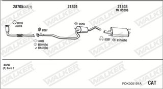 Zestaw tłumików, kompletny układ wydechowy - WALKER FOK005191A