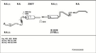 Zestaw tłumików, kompletny układ wydechowy - WALKER FOK005285B