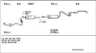 Zestaw tłumików, kompletny układ wydechowy - WALKER FOK005293B
