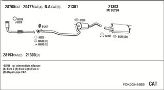 Zestaw tłumików, kompletny układ wydechowy - WALKER FOK005416BB