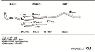 Zestaw tłumików, kompletny układ wydechowy - WALKER FOK011957AA