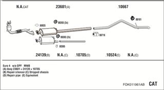 Zestaw tłumików, kompletny układ wydechowy - WALKER FOK011961AB