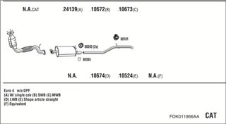 Zestaw tłumików, kompletny układ wydechowy - WALKER FOK011966AA