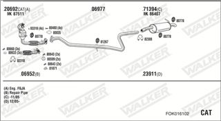 Zestaw tłumików, kompletny układ wydechowy - WALKER FOK016102