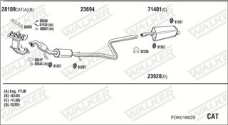 Zestaw tłumików, kompletny układ wydechowy - WALKER FOK016625