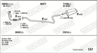 Zestaw tłumików, kompletny układ wydechowy - WALKER FOK016626