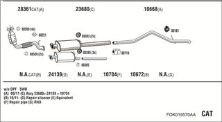 Zestaw tłumików, kompletny układ wydechowy - WALKER FOK019570AA