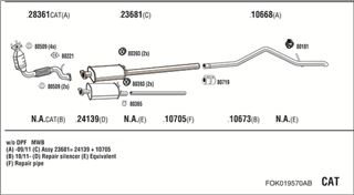 Zestaw tłumików, kompletny układ wydechowy - WALKER FOK019570AB
