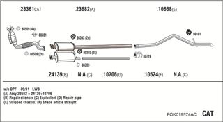 Zestaw tłumików, kompletny układ wydechowy - WALKER FOK019574AC