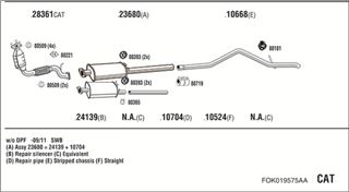 Zestaw tłumików, kompletny układ wydechowy - WALKER FOK019575AA