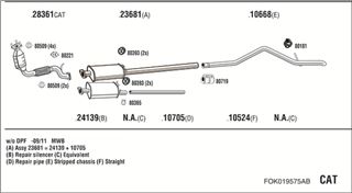 Zestaw tłumików, kompletny układ wydechowy - WALKER FOK019575AB