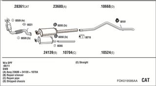 Zestaw tłumików, kompletny układ wydechowy - WALKER FOK019586AA