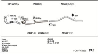 Zestaw tłumików, kompletny układ wydechowy - WALKER FOK019588BB