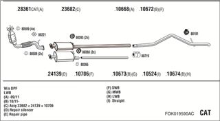 Zestaw tłumików, kompletny układ wydechowy - WALKER FOK019590AC