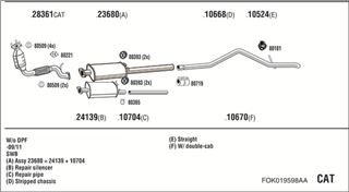 Zestaw tłumików, kompletny układ wydechowy - WALKER FOK019598AA