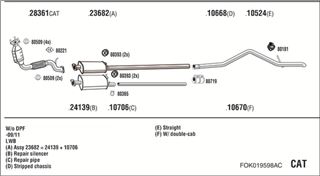 Zestaw tłumików, kompletny układ wydechowy - WALKER FOK019598AC