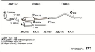 Zestaw tłumików, kompletny układ wydechowy - WALKER FOK019599AA