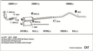 Zestaw tłumików, kompletny układ wydechowy - WALKER FOK019599AB