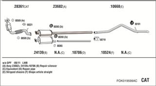 Zestaw tłumików, kompletny układ wydechowy - WALKER FOK019599AC