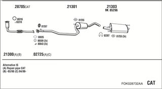 Zestaw tłumików, kompletny układ wydechowy - WALKER FOK028732AA
