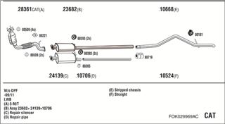 Zestaw tłumików, kompletny układ wydechowy - WALKER FOK029969AC