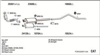 Zestaw tłumików, kompletny układ wydechowy - WALKER FOK029971AA