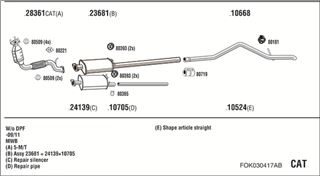 Zestaw tłumików, kompletny układ wydechowy - WALKER FOK030417AB