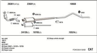 Zestaw tłumików, kompletny układ wydechowy - WALKER FOK030418AB