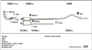 Zestaw tłumików, kompletny układ wydechowy - WALKER FOK030418AC