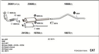 Zestaw tłumików, kompletny układ wydechowy - WALKER FOK030419AA