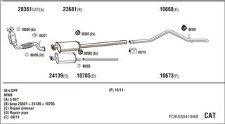 Zestaw tłumików, kompletny układ wydechowy - WALKER FOK030419AB