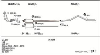 Zestaw tłumików, kompletny układ wydechowy - WALKER FOK030419AC