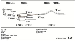 Zestaw tłumików, kompletny układ wydechowy - WALKER FOK030420AA