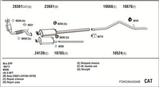 Zestaw tłumików, kompletny układ wydechowy - WALKER FOK030420AB