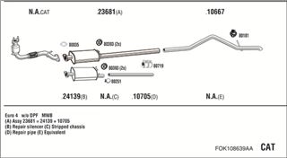 Zestaw tłumików, kompletny układ wydechowy - WALKER FOK108639AA