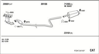 Zestaw tłumików, kompletny układ wydechowy - WALKER FOK134187