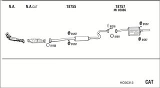 Zestaw tłumików, kompletny układ wydechowy - WALKER HO30313