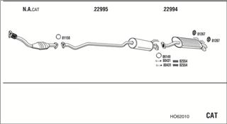 Zestaw tłumików, kompletny układ wydechowy - WALKER HO62010