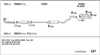 Zestaw tłumików, kompletny układ wydechowy - WALKER HOH08366A