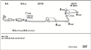 Zestaw tłumików, kompletny układ wydechowy - WALKER HOH10026