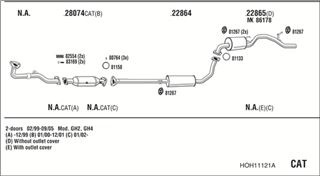 Zestaw tłumików, kompletny układ wydechowy - WALKER HOH11121A
